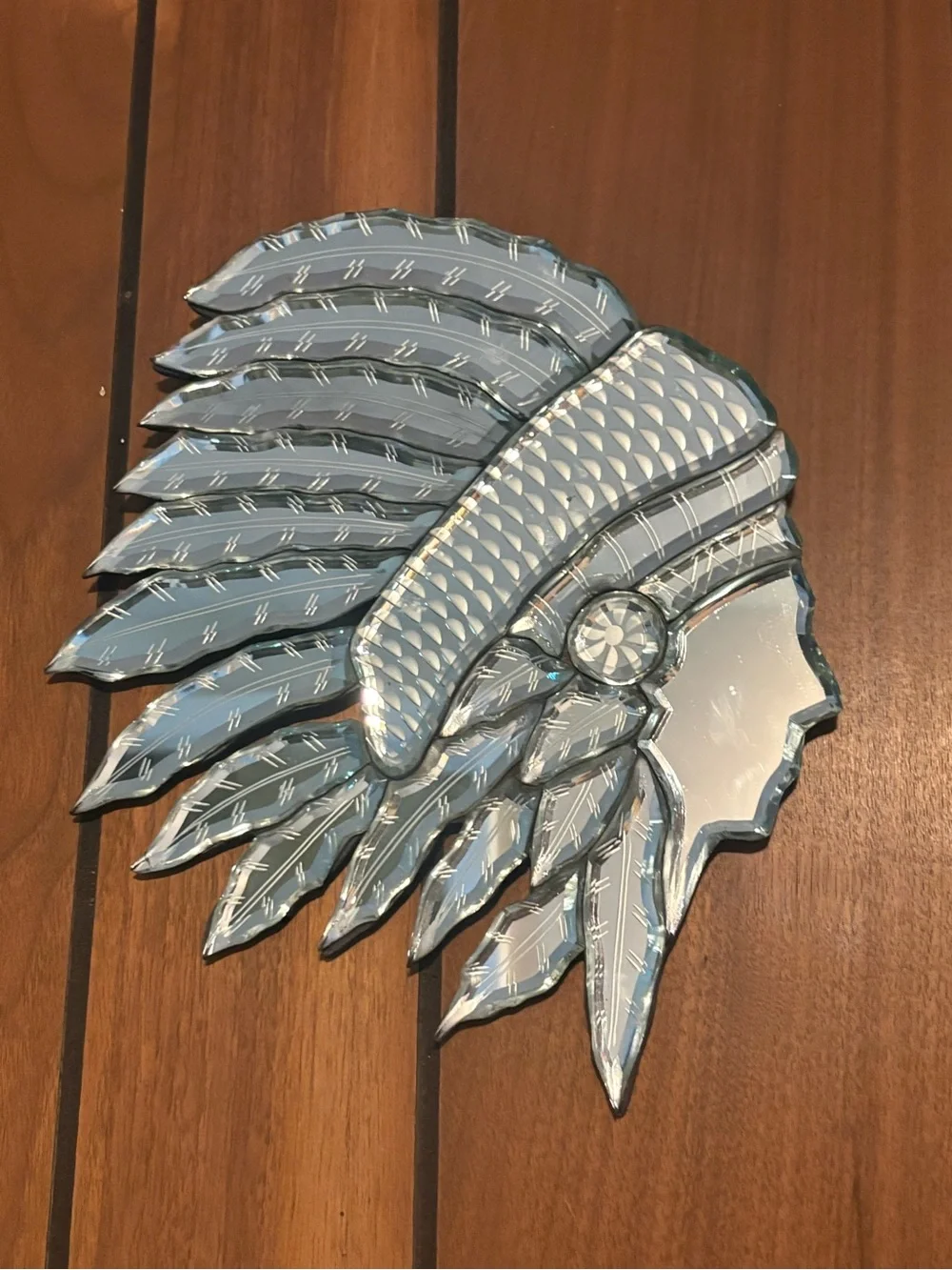 Mirror Wall Art - Tribal Native Etched Pieced Mirror Art
